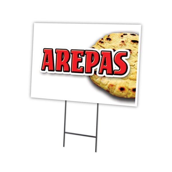 Arepas Yard Sign & Stake outdoor plastic coroplast window, C-1216-DS-Arepas